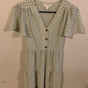 Monteau green and while dress